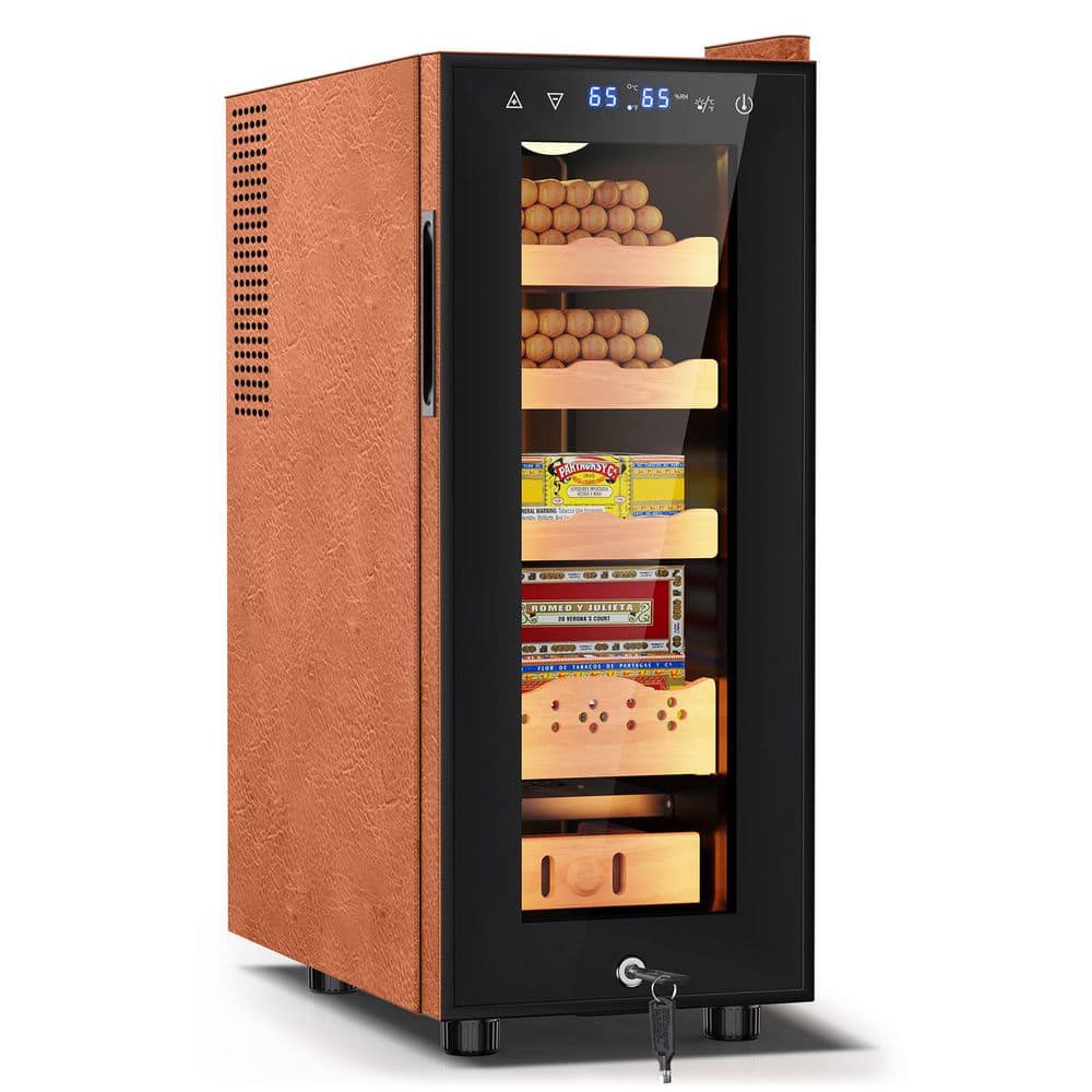 16.92 in. Single Zone Electric Cigar Humidor 25L Storage 300 Counts with Lock Humidity and Temperature Control in Brown price history on PriceWatchPro