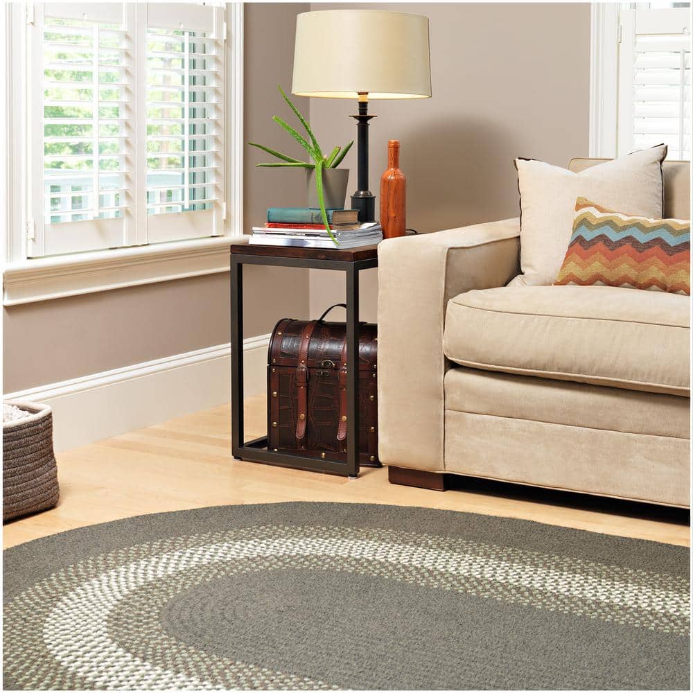 Colonial Charms Handmade Charcoal and Gray Wool-Blend Oval Runner Rug 2'x10'