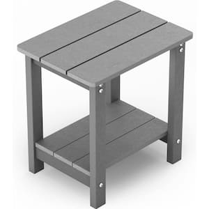 16.7 in. H Grey Square Plastic Adirondack Outdoor Double Layer Patio Side Table