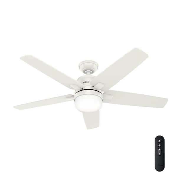 Hunter Cavera II 52 in. Indoor Fresh White Wifi-Enabled Smart Ceiling Fan with Light Kit and Remote