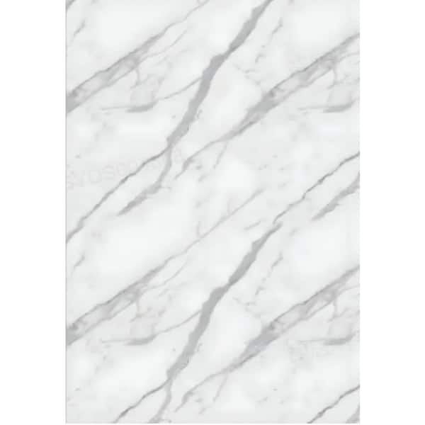 Falkirk Irvine II, 1/8 in. x 2 ft. x 4 ft. White Glossy PVC Decorative Wall Paneling, Faux Marble, 4-Pack