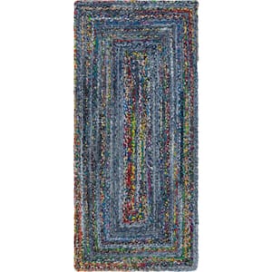 Braided Chindi Blue/Multi 3 ft. x 6 ft. Runner Rug