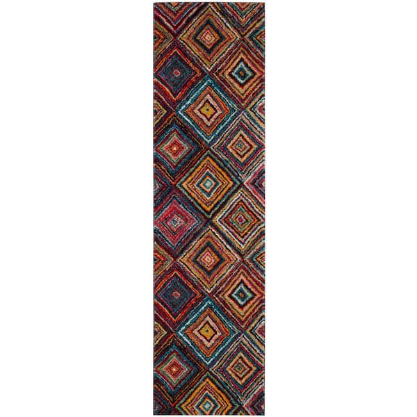 Aruba 2 ft. x 10 ft. Multi Geometric Diamond Runner Rug