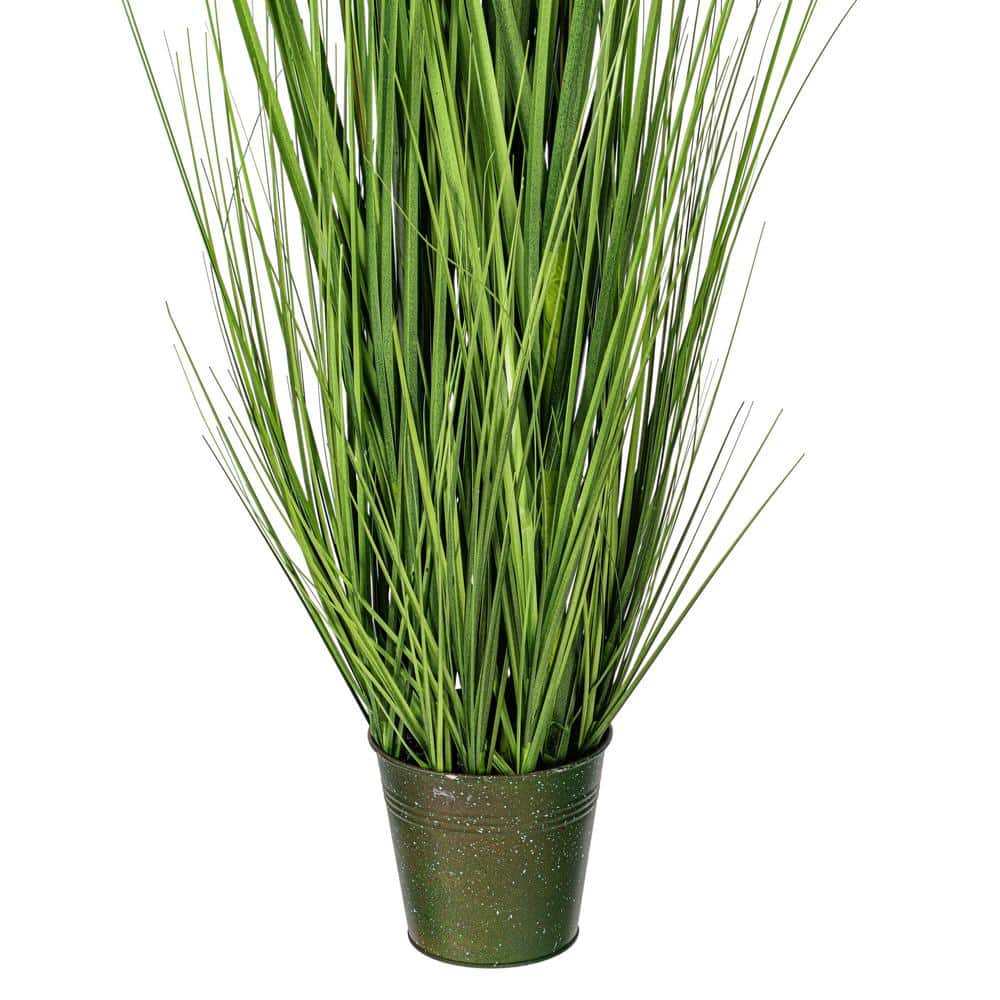 48" Green Artificial Potted Grass with Cattails in Iron Pot