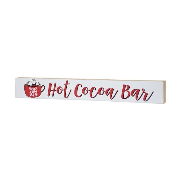 PARISLOFT 2.5 in. Wood Hot Cocoa Bar Sign Christmas Tabletop Sign