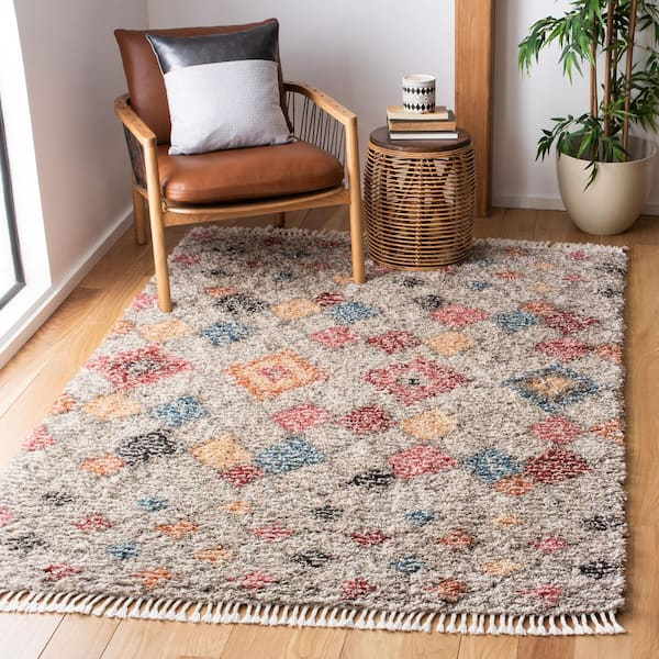 Morocco 9 ft. x 12 ft. Gray/Multi Geometric Diamond Area Rug
