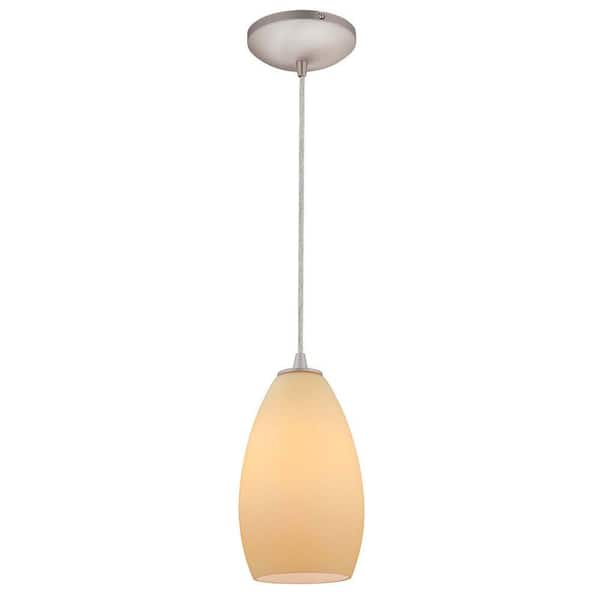 Access Lighting 1-Light Pendant Brushed Steel Finish Creme Glass-DISCONTINUED