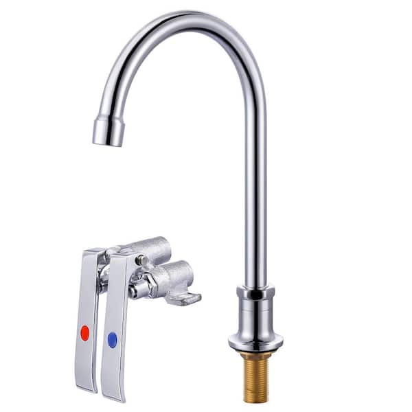 Deck Mount Standard Kitchen Faucet with Foot Pedal in Polished Chrome