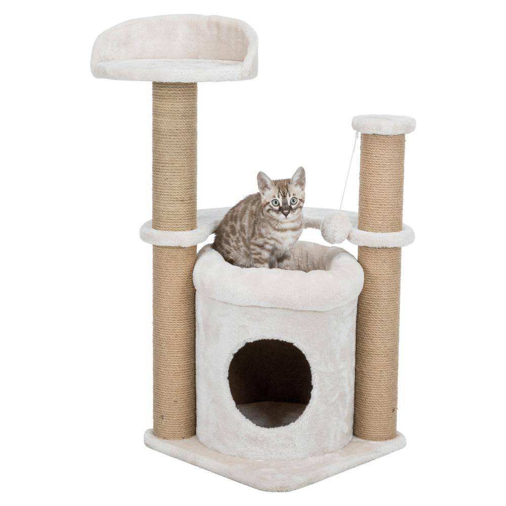 Nayra 32.7" Beige and Jute 3-Level Cat Tree with Condo