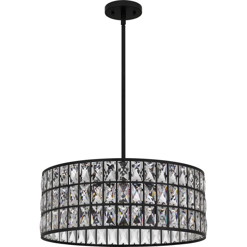 Gibson Matte Black Crystal Drum Pendant Light