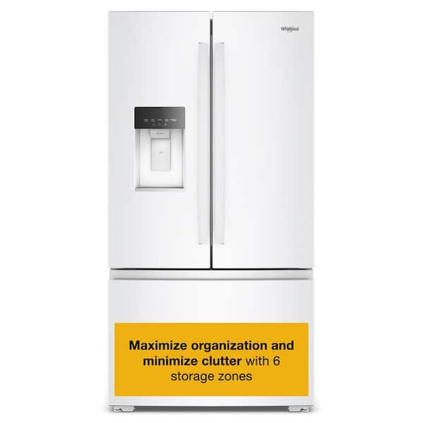 36 in. 23 cu. ft. Counter Depth French Door Refrigerator in White with In-Door Water & Ice