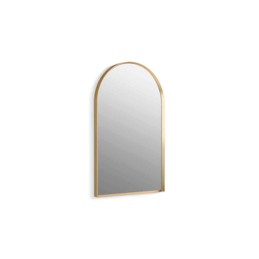 Moderne Brushed Gold 32" x 20" Arch Bathroom Mirror