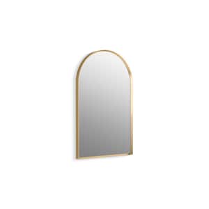 Essential 20 in. X 32 in. Arch Framed Mirror in Moderne Brushed Gold