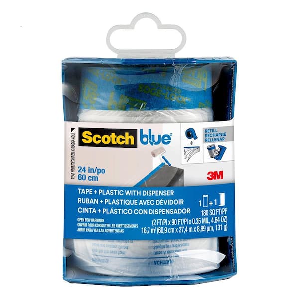 3M ScotchBlue Pre-Taped 24 In. x 30 Yds. Painter's Plastic Sheeting With Dispenser (1 Roll)