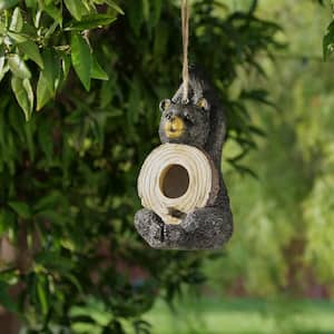 10 in. Tall Outdoor Bear Shaped Hanging Birdhouse and Perch