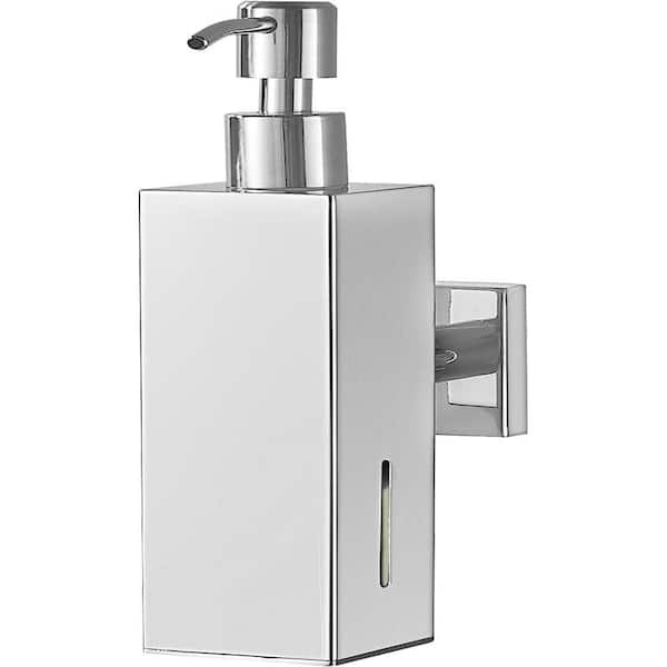 Chrome Soap Dispenser Lotion Dispenser Wall Mount Stainless Steel Square Bathroom Space Saving Easy Install