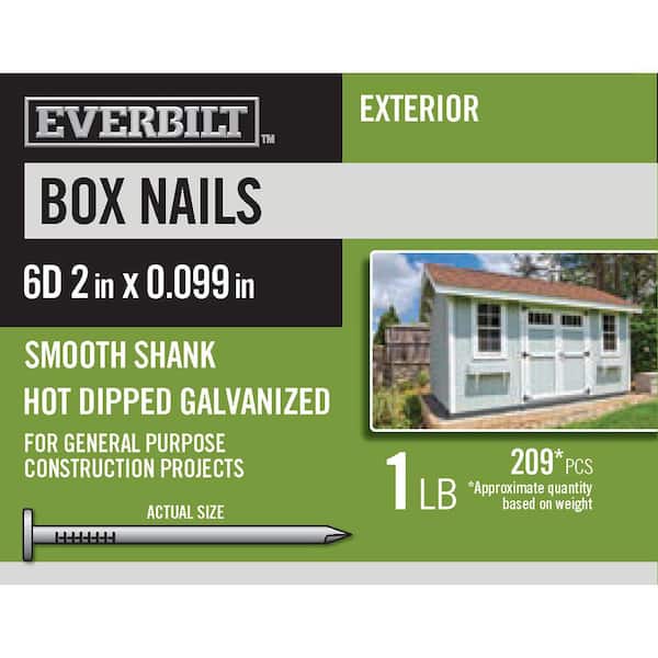 Everbilt 6D 2 in. Box Nails Hot Dipped Galvanized 1 lb (Approximately 209 Pieces)