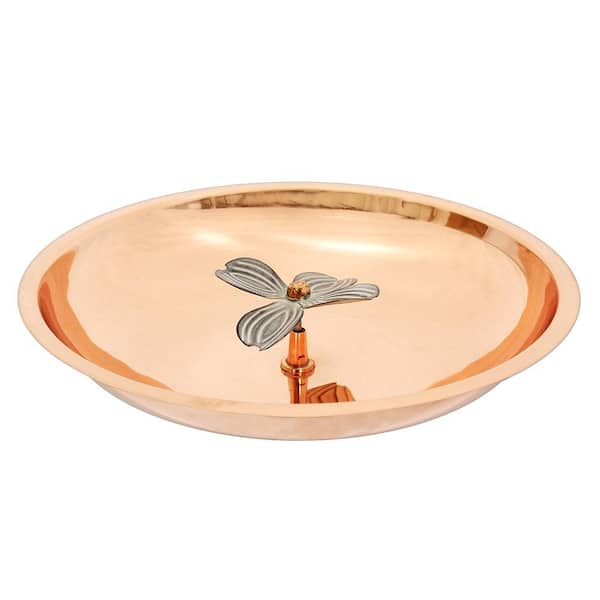 ACHLA DESIGNS 12 in. Dia Copper Plated and Colored Patina Dogwood Garden Birdbath