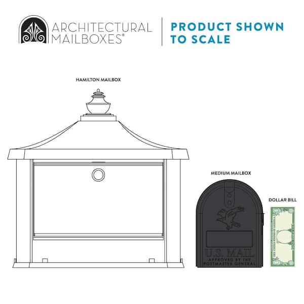 Architectural Mailboxes - Hemingway White, Large, Aluminum, Locking, All-in-One Mailbox and Post Combo