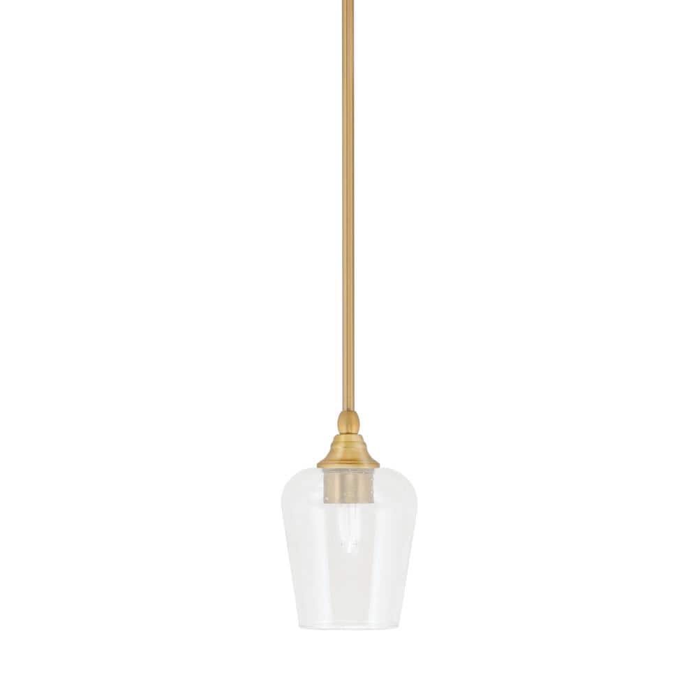 Sparta 100-Watt 1-Light New Age Brass Shaded Pendant Light Mini Pendant wit