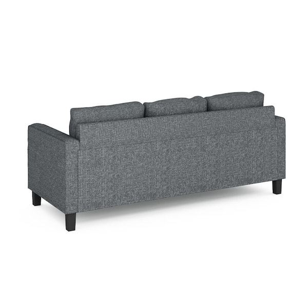 Furinno Bayonne 75 in. Square Arm 3-Seater Sofa in Gunmetal