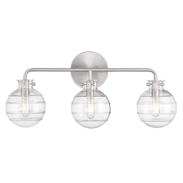 Savoy House Mason 22 in. 3-Light Satin Nickel Vanity Light with Clear ...