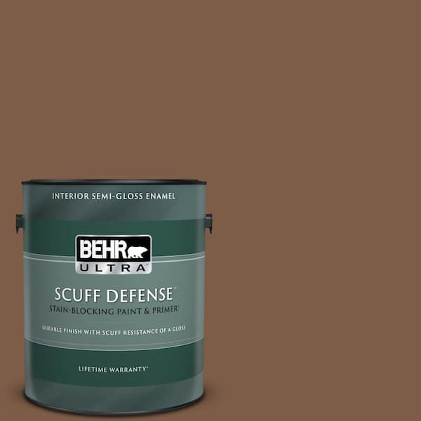 BEHR ULTRA 1 gal. #BXC-65 Outback Brown Extra Durable Semi-Gloss Enamel Interior Paint & Primer