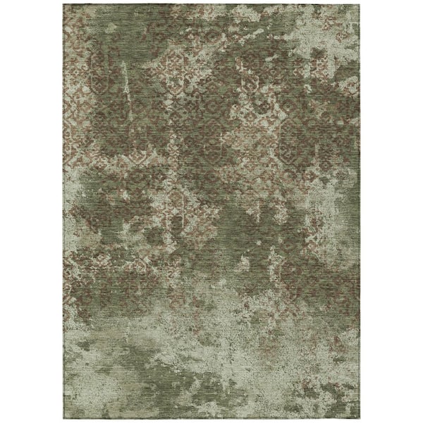 Chantille Machine Washable Indoor/Outdoor Abstract ACN2788 Olive 8 ft. x 10 ft. Area Rug