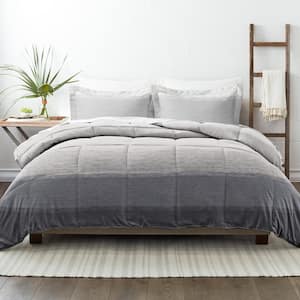 3-Piece Gray Ombre Pattern Microfiber King / California King Down-Alternative Comforter Set