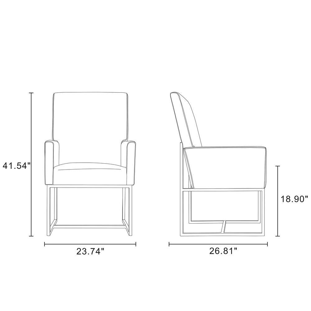 Luxurious Blue Velvet Upholstered High-Back Metal Armchair