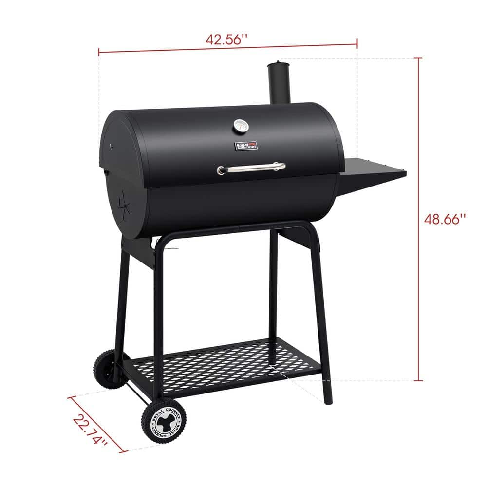 Royal Gourmet 30-Inch Black Barrel Charcoal Grill with Smoker