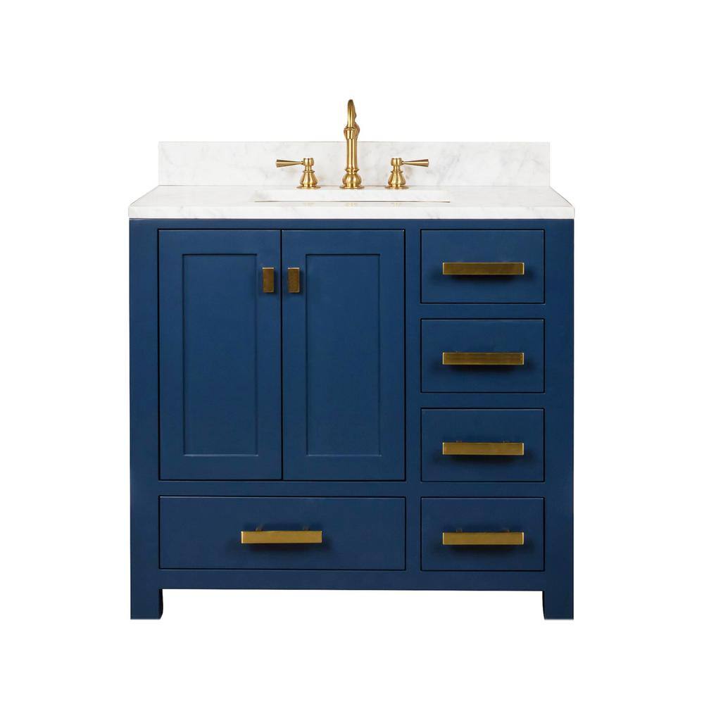 Madison Monarch Blue Single Bathroom Vanity with Marble Top