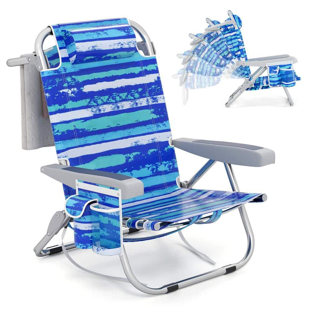 HONEY JOY 1PC Metal Outdoor Backpack Beach Chair Foldable 5