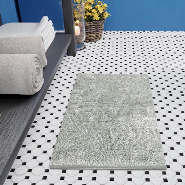  MOLFUJ Small Bath Mat 2 in 1 Non Slip Gray Bathroom Rugs for  Floor, Microfiber Chenille Bath Mat Washable Bathroom Rugs, Absorbent Grey Shower  Mat Carpets with Suction Cups Detachable, 16x24