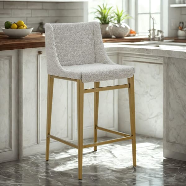 Mimi 26.5 in. Light Grey Metal Counter Stool (Set of 2)