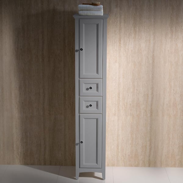 Oxford 14 in. W x 15.75 in. D x 68 in. H Bathroom Linen Storage Cabinet in Gray