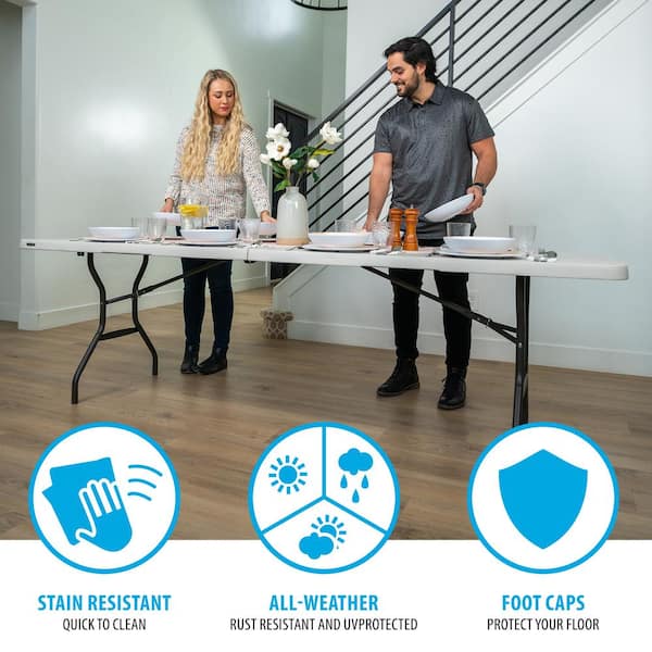 Lifetime - 8 ft. Fold-in-Half Table Almond