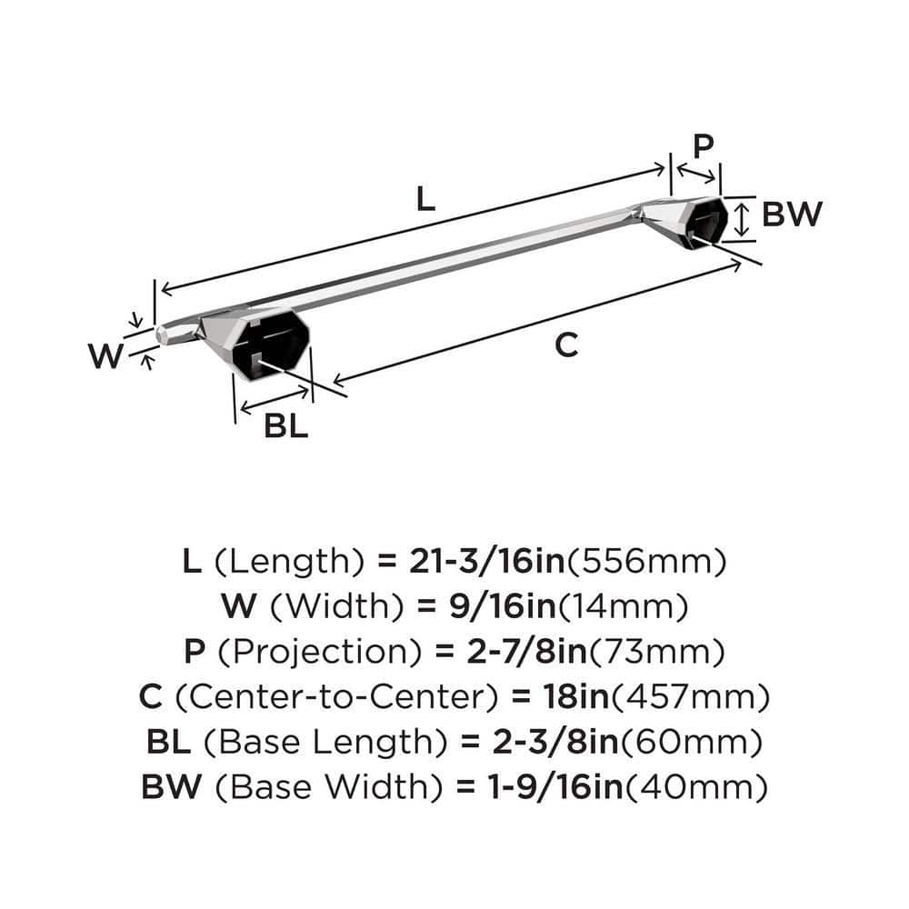 St. Vincent 18 Inch Chrome Wall Mounted Towel Bar