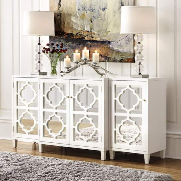 Home Decorators Collection Reflections White Mirrored Console Table