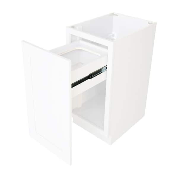 Plywell Ready to Assemble 18x34.5x24 in. Shaker Base Cabinet with Waste Basket Holder in White