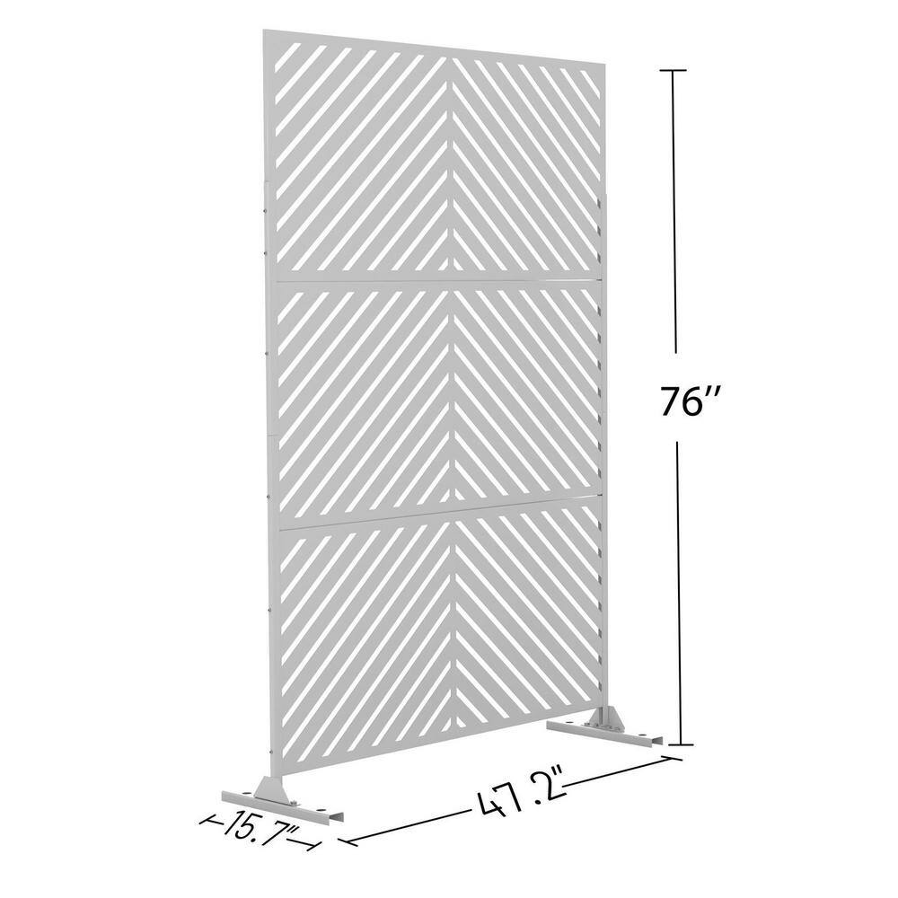 6.5 ft. H x 4 ft. W Outdoor Laser Cut Metal Privacy Screen in White, 24