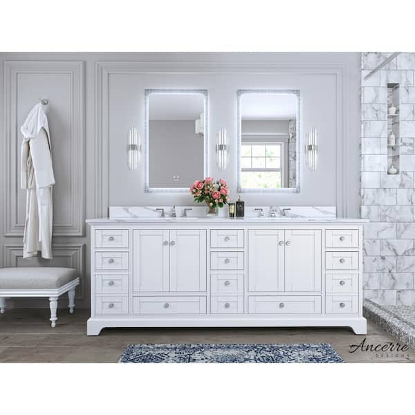 Ancerre Designs Audrey 84 in. W x 22 in. D x 34.3 in. H Double Sinks ...