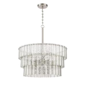 Museo 12-Light Brushed Nickel Finish w/Mercury Glass Transitional Chandelier for Kitchen/Dining/Foyer No Bulb Included