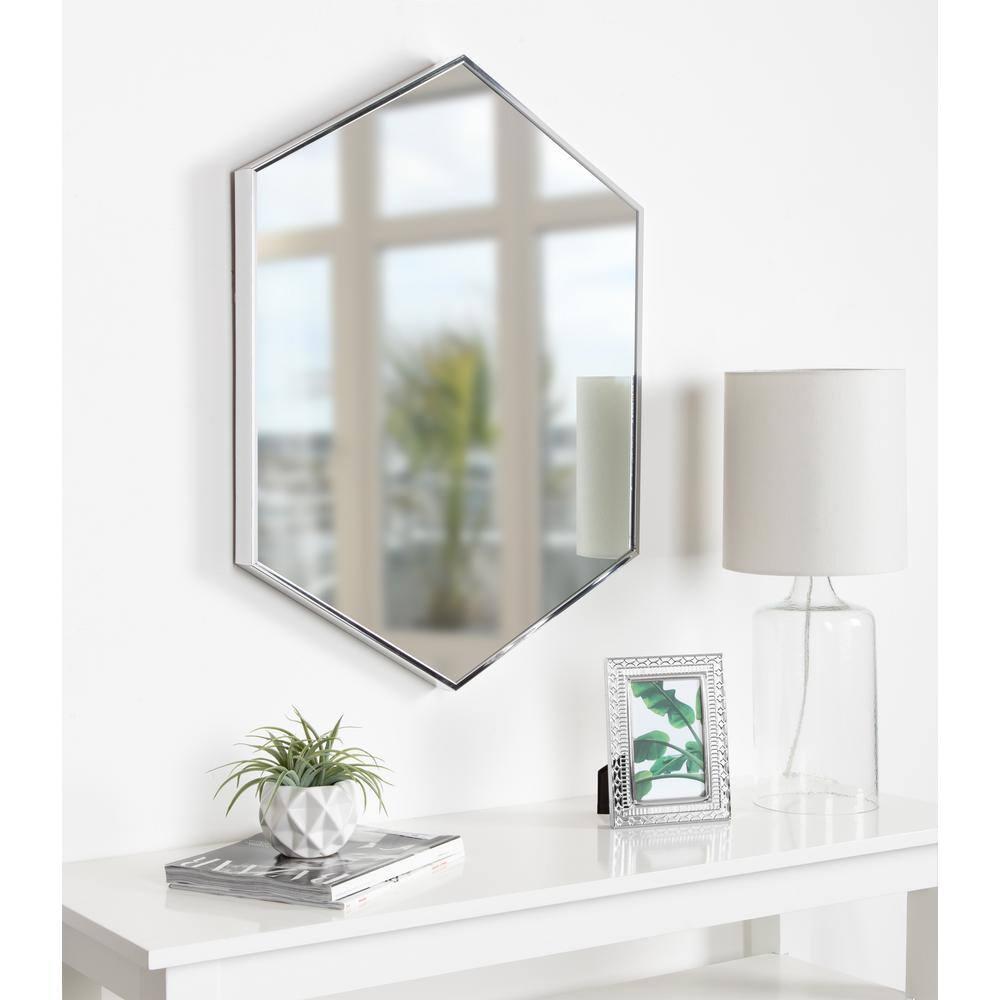 31" Sophisticated Silver Beveled Hexagon Wall Mirror