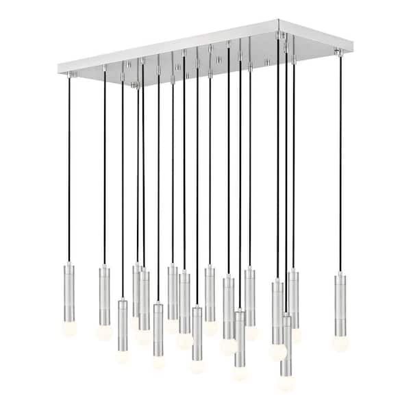 Stari 17-Light Brushed Nickel Chandelier for Indoor Use with No Bulbs Included