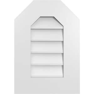 14 in. x 20 in. Octagonal Top Surface Mount PVC Gable Vent: Decorative with Standard Frame
