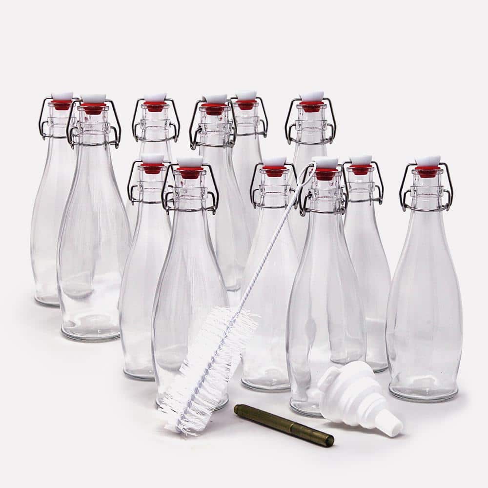 Nevlers Set of 12 | 8.5 Oz. Glass Bottle Set with Swing Top Stoppers and  Includes Bottle Brush, Funn…See more Nevlers Set of 12 | 8.5 Oz. Glass  Bottle