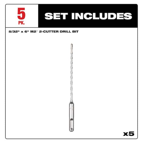 SDS PLUS M2 2-Cutter 5/32 in. x 6 in. Drill Bit-5 Pack