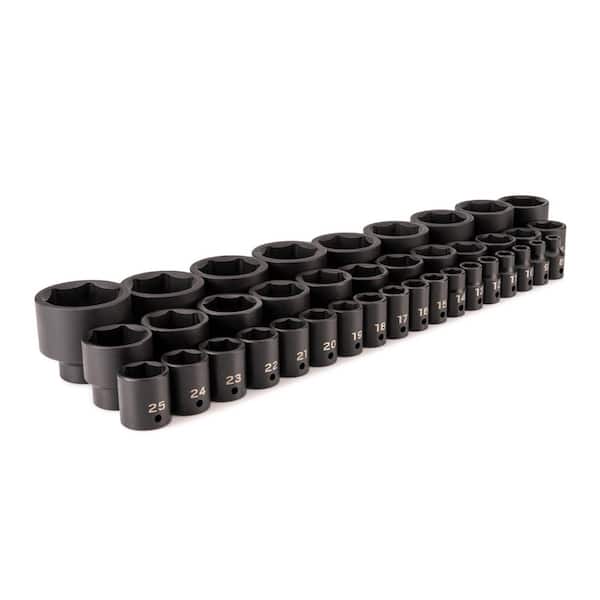 1/2 Inch Drive Shallow 6-Point Impact Socket Set, 39-Piece (8-50 mm)