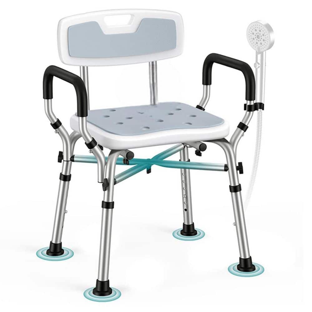 24 in. W Freestanding Sturdy Shower Chair with Arms and Back in Anti-corrosion Aluminum Construction, 6-Height Gray price history on PriceWatchPro